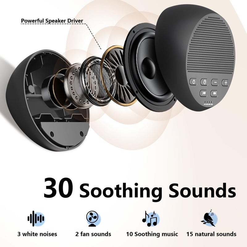 iDealSleep Portable Rechargeable Sound Machine White Noise Machine with 30 Soothing Sounds for Baby Kids Adults 32-Level Vol 4 Timer Brown Noise Sleep Sound Machine for Travel Office Privacy Home - Image 2
